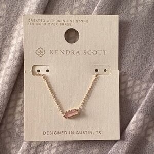Kendra Scott Gold Necklace with Pink Stone
